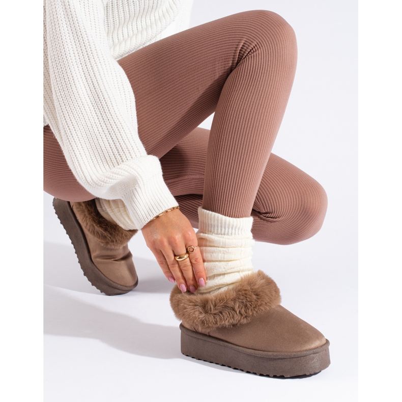 Women's low snow boots, dark beige, Shelovet 1 Women's low snow boots, dark beige, Shelovet 1