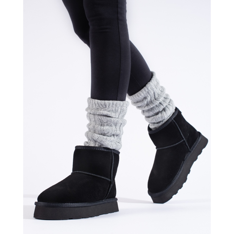 W. Potocki Black suede ankle boots with fur from Potocki 1