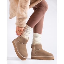 W. Potocki Beige suede ankle boots with fur from Potocki 1