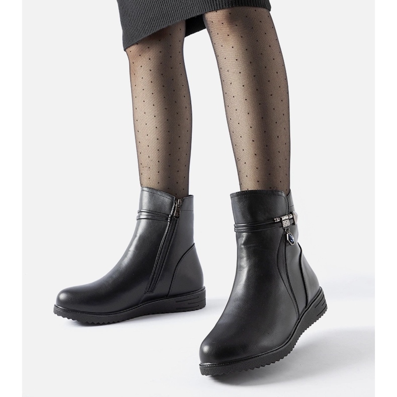 Black insulated ankle boots with a decorative Nola pendant 1 Black insulated ankle boots with a decorative Nola pendant 1