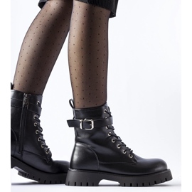 Black insulated ankle boots with a decorative Fino buckle 1 Black insulated ankle boots with a decorative Fino buckle 1