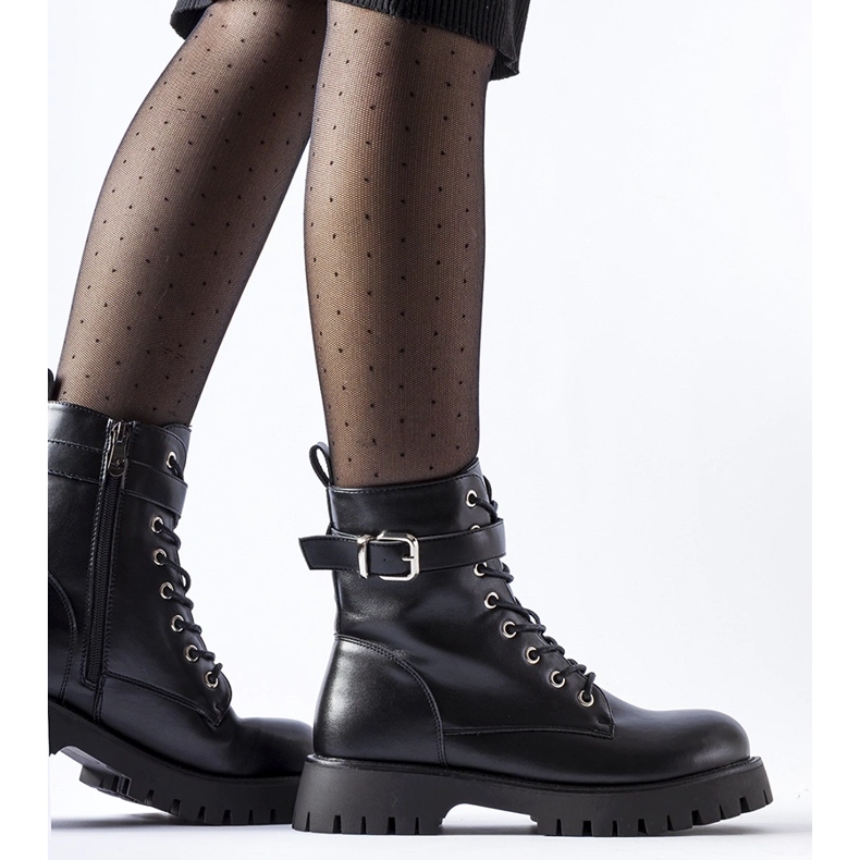 Black insulated ankle boots with a decorative Fino buckle 1 Black insulated ankle boots with a decorative Fino buckle 1