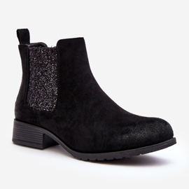 Women's Chelsea boots with flat heels, Black Sauamia 1