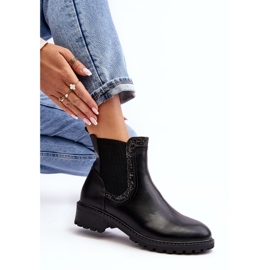Women's Chelsea boots with a low shaft and a flat heel, Black Kassona 1 Women's Chelsea boots with a low shaft and a flat heel, Black Kassona 1