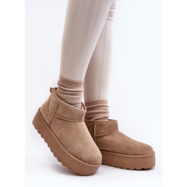 Women's Platform Snow Boots Beige Mennja 1