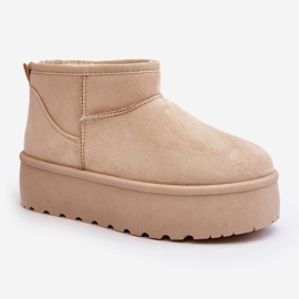 Women's Platform Snow Boots Light Beige Mennja 1