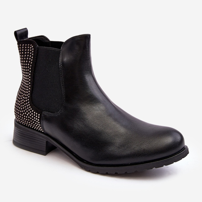 Low Women's Chelsea Boots With Decoration, Black Donname 1