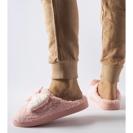 Pink warm slippers with a bow 2