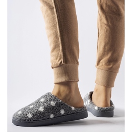 Gray warm slippers with white dots grey 1