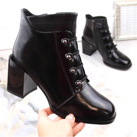 Ladies' patent leather, insulated ankle boots, black, Filippo DBT4891 1