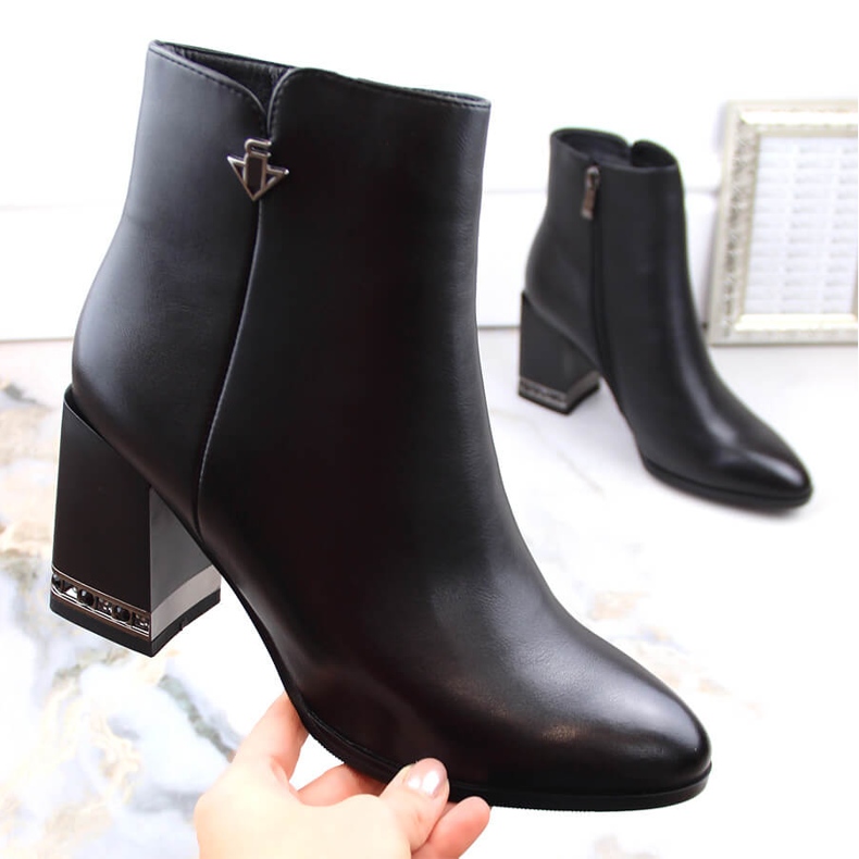 Filippo Women's high-heeled ankle boots with zircons, black Fillippo DBT4842 1