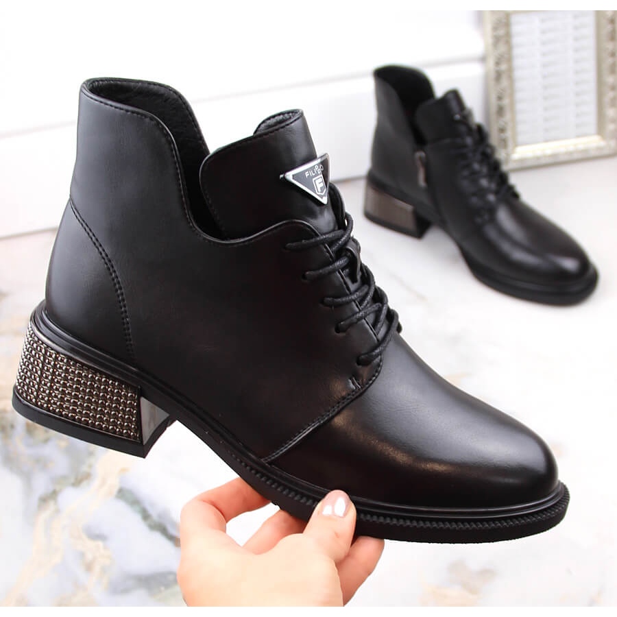 Black Filippo DBT4881 insulated women s ankle boots with a