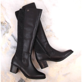 Leather comfortable women's boots with rubber, insulated black Rieker Y2050-00 1 Leather comfortable women's boots with rubber, insulated black Rieker Y2050-00 1