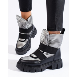 Shelovet women's snow boots silver black 1 Shelovet women's snow boots silver black 1