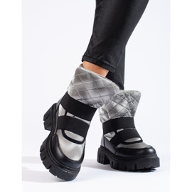 Shelovet women's snow boots silver black 2