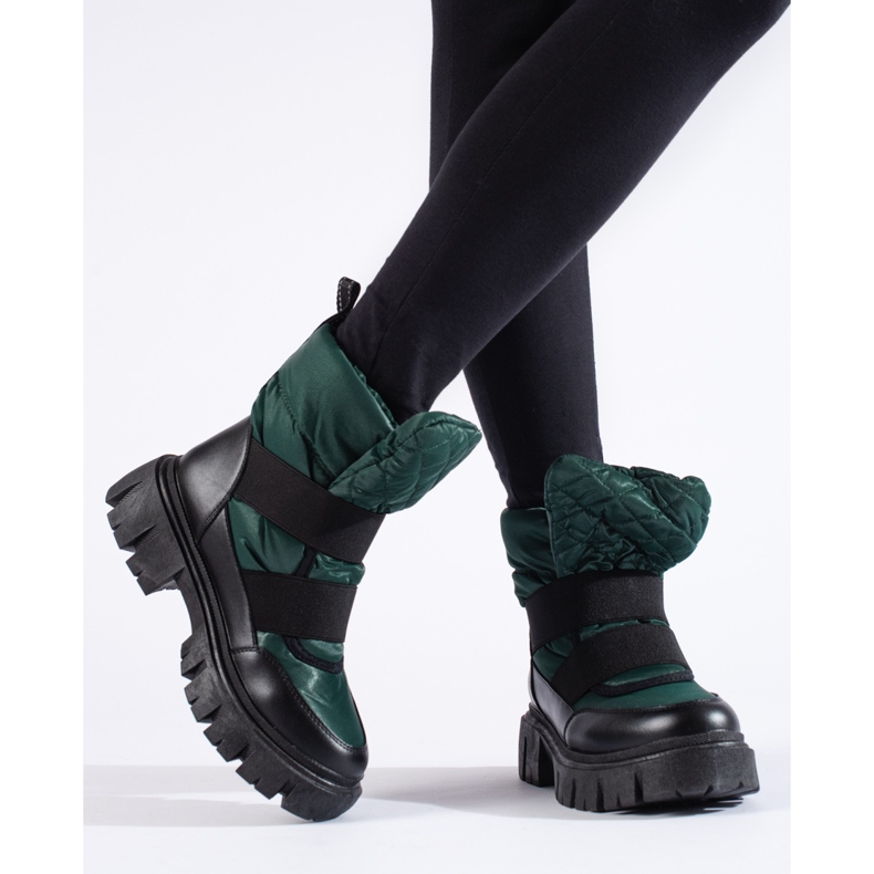 Shelovet green and black women's snow boots 2