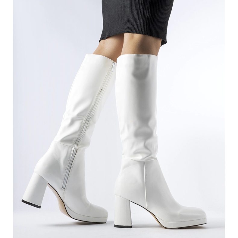 White boots with a square toe 1