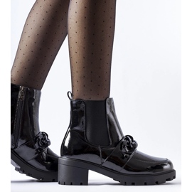 Black patent leather insulated ankle boots with a buckle 1 Black patent leather insulated ankle boots with a buckle 1