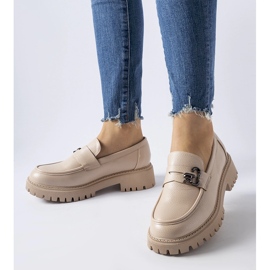 Beige classic moccasins with a buckle 1 Beige classic moccasins with a buckle 1