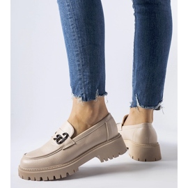Beige classic moccasins with a buckle 2 Beige classic moccasins with a buckle 2