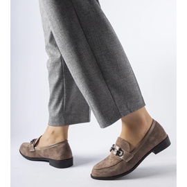 Brown moccasins with an eco-suede buckle 1