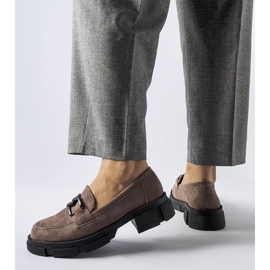 Brown massive moccasins with a buckle 1