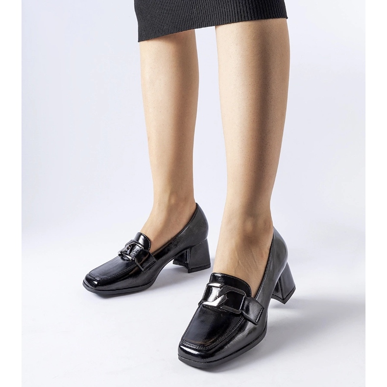 Black patent pumps with a Poiano buckle 1 Black patent pumps with a Poiano buckle 1