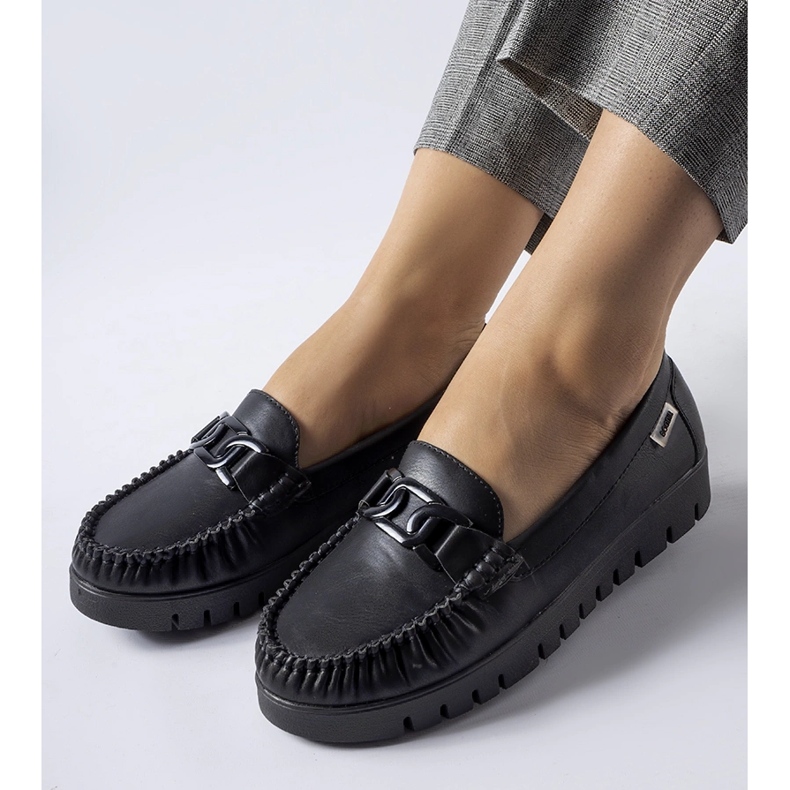 Black wedge buckle moccasins 1 Black wedge buckle moccasins 1