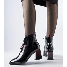Black patent ankle boots with a Bibbiano block 2