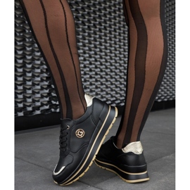 Black leather shoes with rhinestones 1