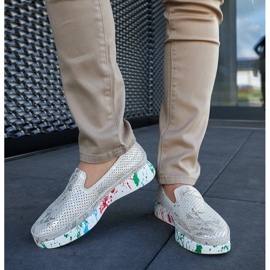 Beige shoes with a colorful wedge 1