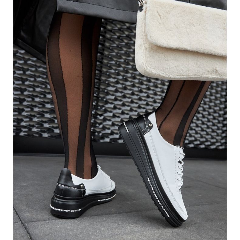 Black and white leather wedge sneakers Piano 2 Black and white leather wedge sneakers Piano 2