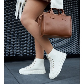 Beige long leather sneakers 1 Beige long leather sneakers 1