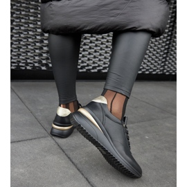 Black leather wedge sneakers by Federico 1