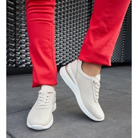 Beige leather wedge sneakers by Federico 2