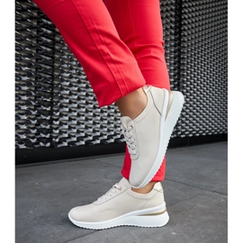 Beige leather wedge sneakers by Federico 1