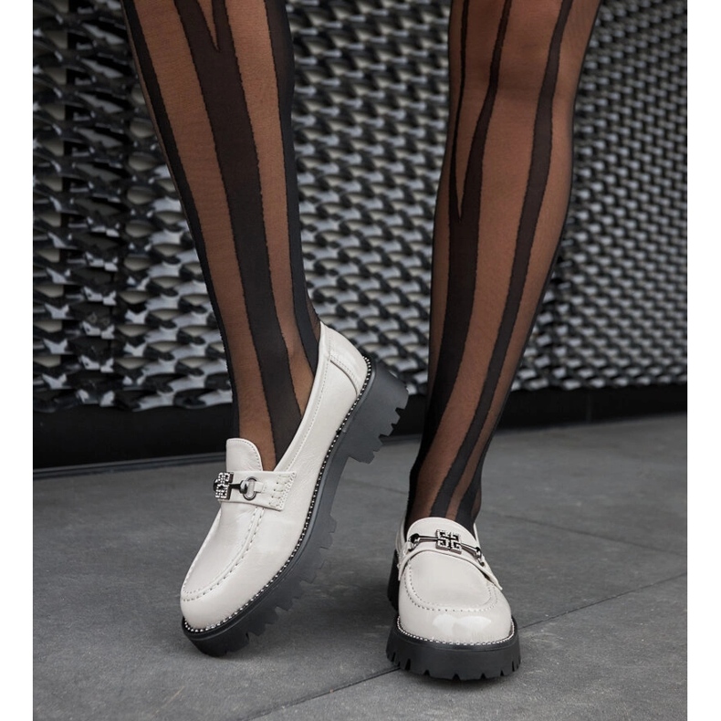 Gray patent loafers with rhinestones grey 1