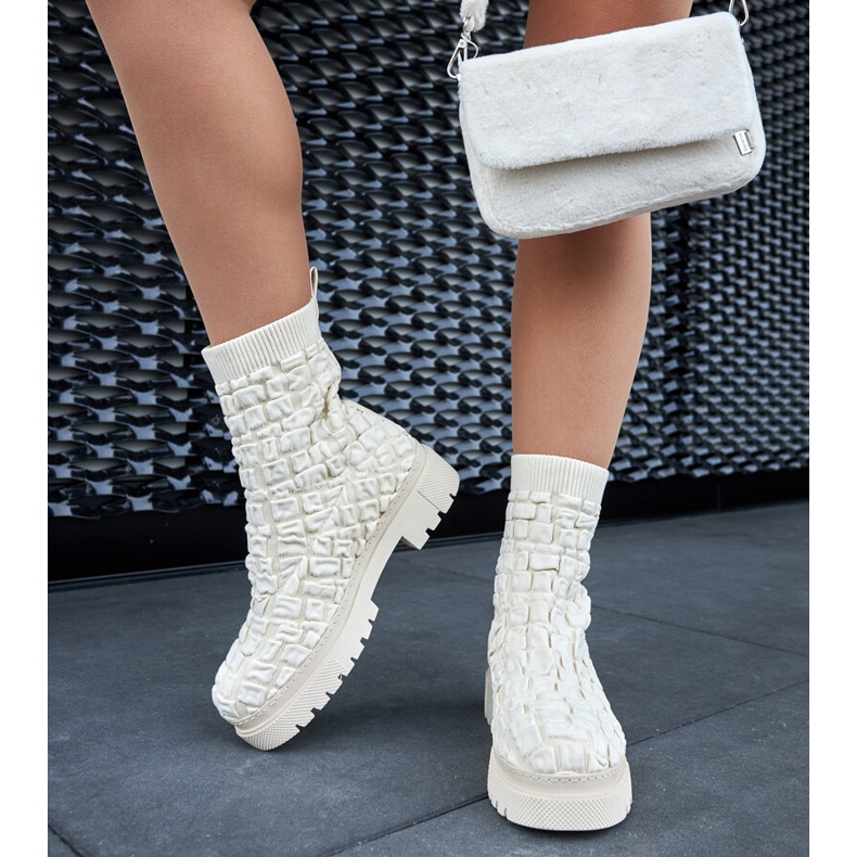 Beige ankle boots with a sock upper by Arlington 1