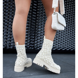 Beige ankle boots with a sock upper by Arlington 2