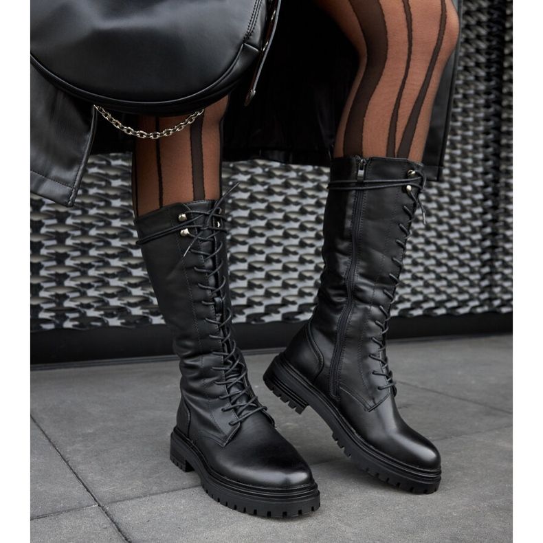 Black high lace-up Montepiano workers 2