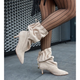 Beige suede eco-suede low slip-on boots 1