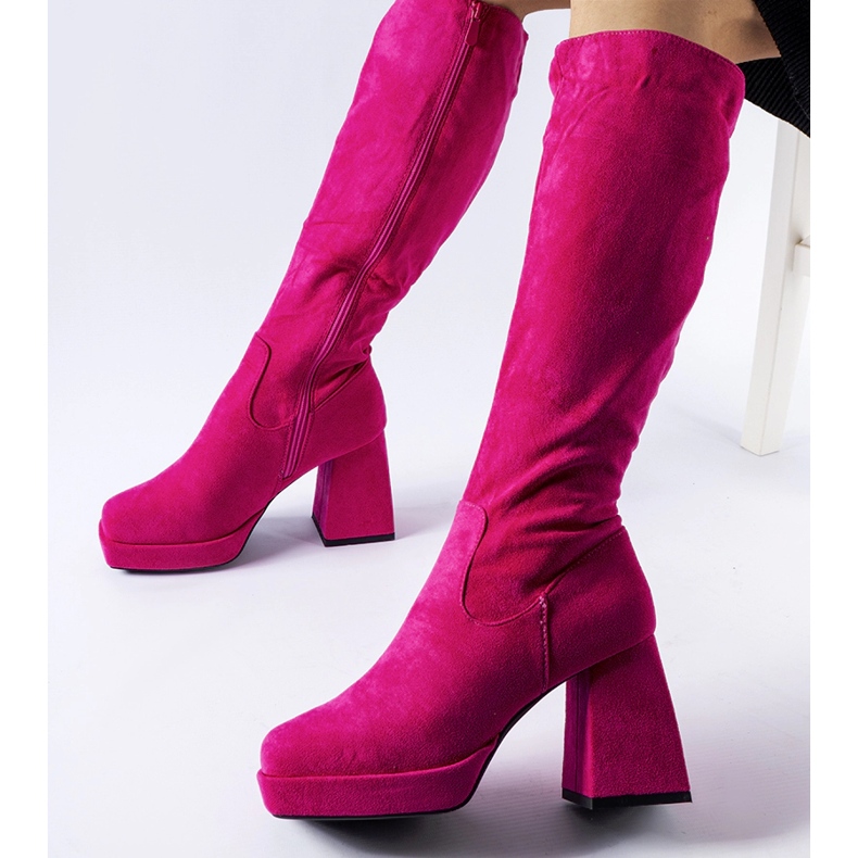 Pink warm boots on a massive Fantino heel 1