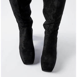 Black warm boots with a massive Fantino heel 1 Black warm boots with a massive Fantino heel 1