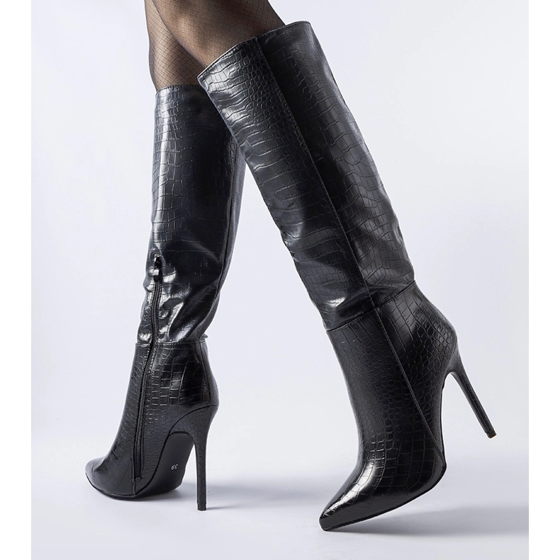 Black insulated Serpent high-heeled boots 1