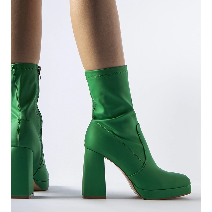 Buy Allegra K Women's Slouchy Chunky Heel Ankle Boots, Emerald Green, 9 at  Amazon.in
