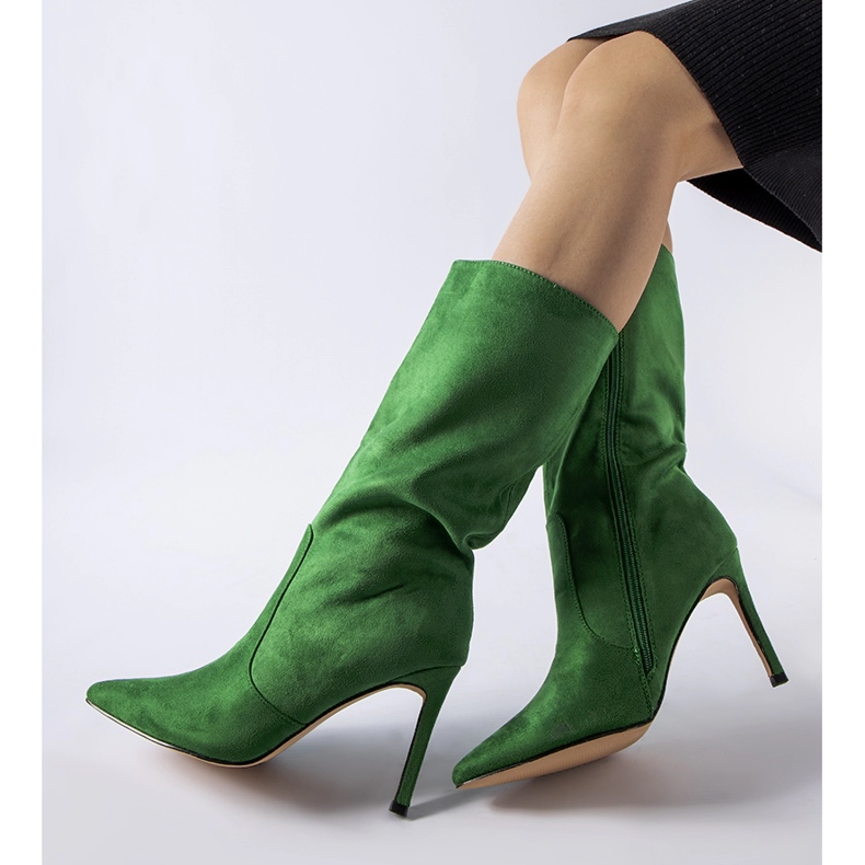 Green insulated boots with a high heel from Rosaria 1