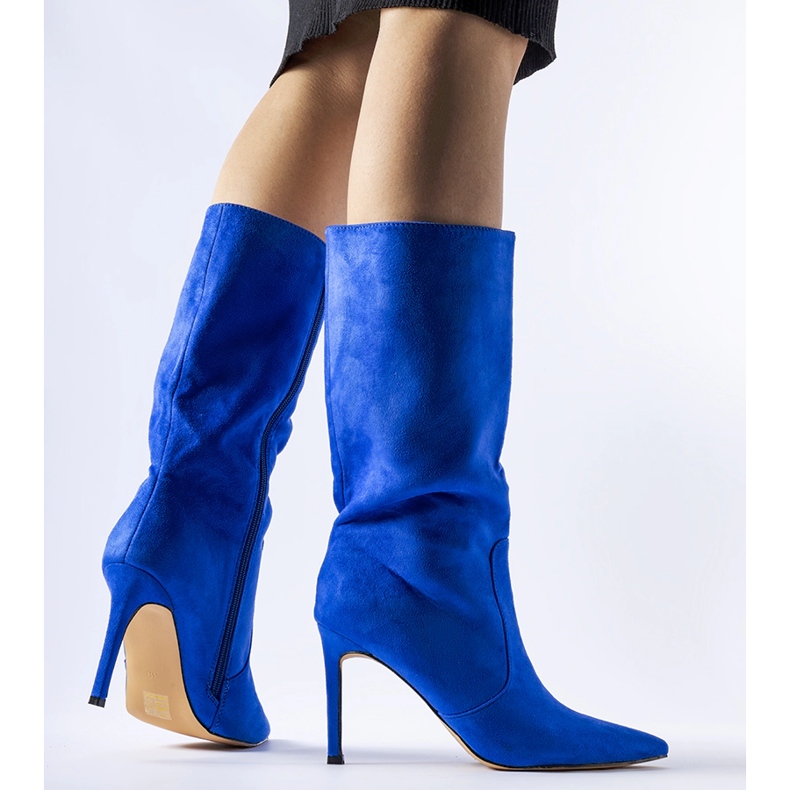 Blue insulated boots with a high heel, Rosaria 1