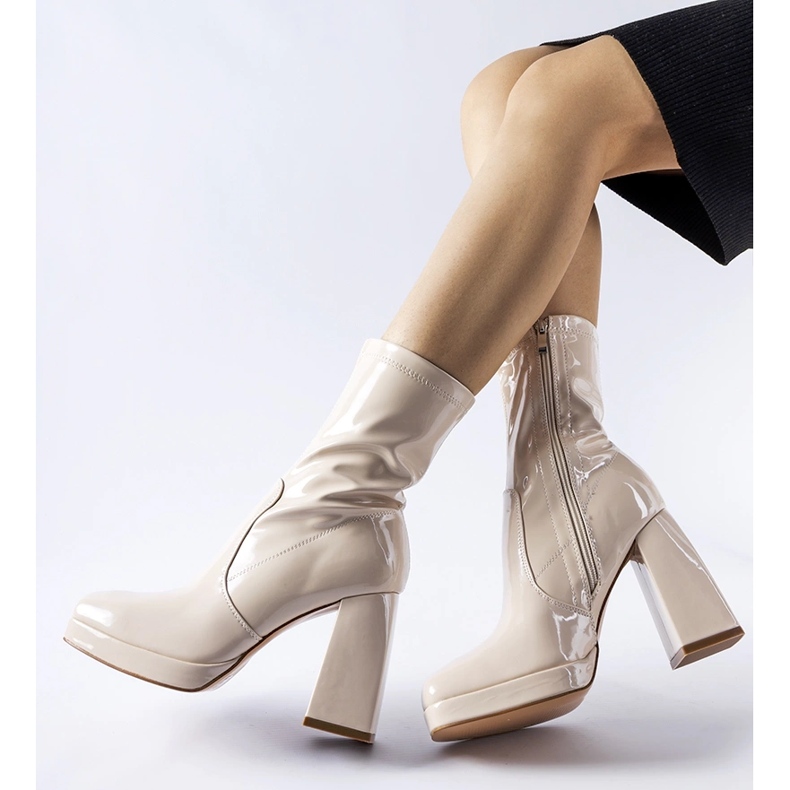 Beige patent ankle boots from Joalic 1