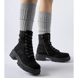 Black slightly insulated eco-suede boots by Cunha 1