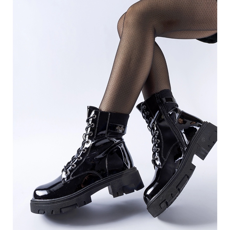 Black patent, slightly insulated Cunha ankle boots 1